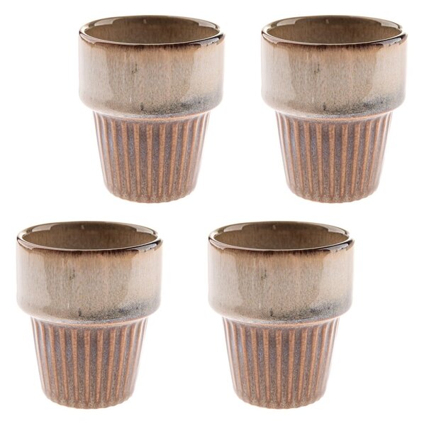 Tazzine in set per espresso beige in gres 4 pz 100 ml Tone – Dakls