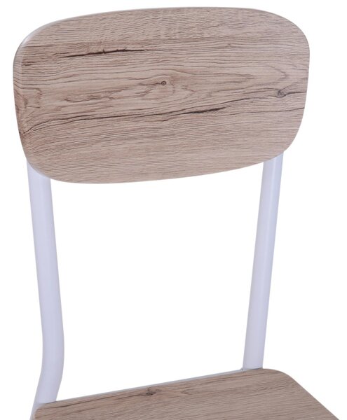 Set da Pranzo Tavolo con 2 Sedie in Legno e Metallo Bianco
