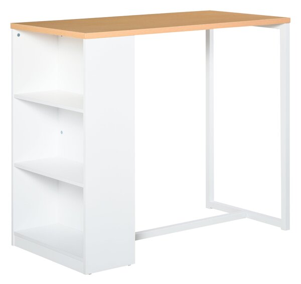 Tavolo Alto da Bar 115x55x100 cm con Mensole Bianco