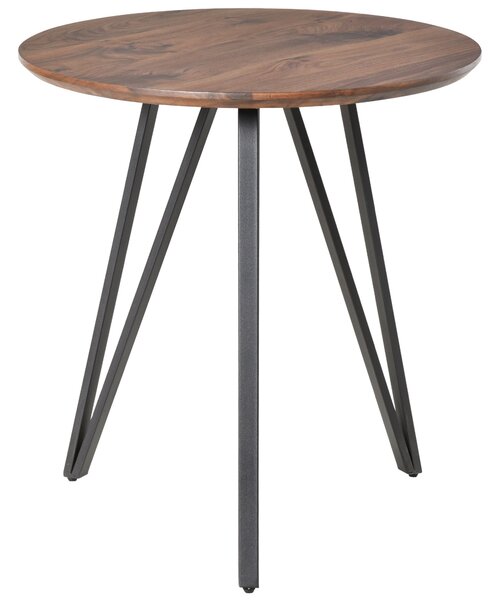 Tavolo Rotondo Ø70 cm in Metallo e Legno MDF Noce