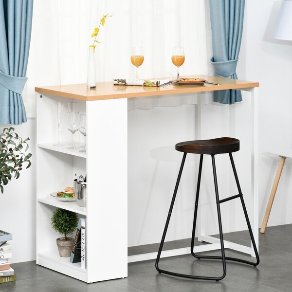 Tavolo Alto da Bar 115x55x100 cm con Mensole Bianco