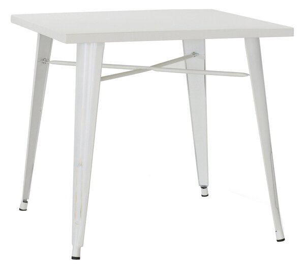 Tavolo in Metallo 80x80x75 cm Bianco Anticato