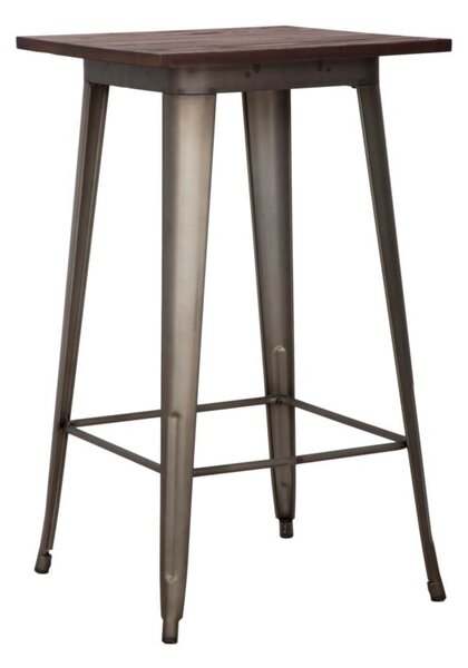 Tavolo Bar Detroit Quadrato 60x60x105 cm in Ferro e ELM Legno