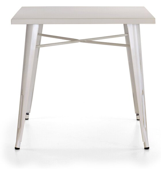 Tavolo in Metallo 80x80x75 cm Bianco Anticato