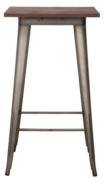 Tavolo Bar Detroit Quadrato 60x60x105 cm in Ferro e ELM Legno