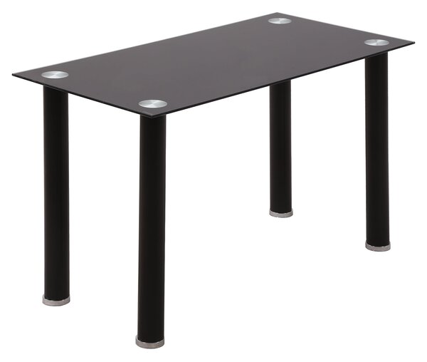 Tavolo Rettangolare 120x60x75 cm in Metallo e Vetro Temperato Nero