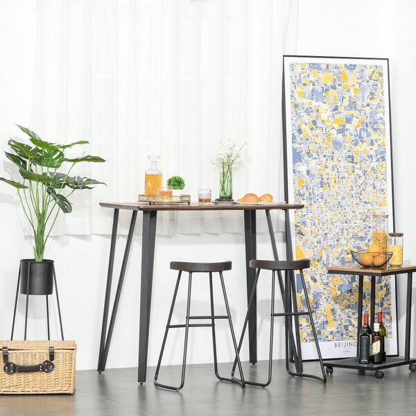 Tavolo Rettangolare 110x60x102 cm in MDF e Metallo Marrone