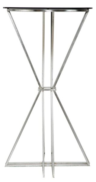Tavolo Bar Oslo Ø60x105 cm in Ferro e Vetro Argento e Nero