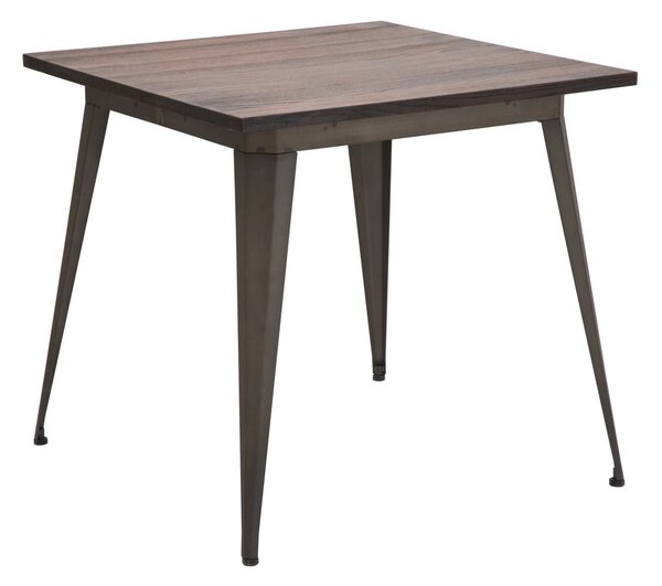 Tavolo Square Industrial 80x80x75 cm ELM Legno e Ferro Marrone