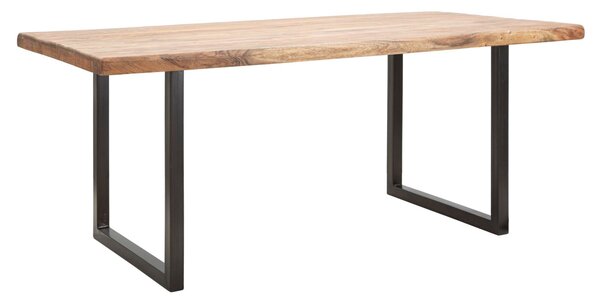 Tavolo da Pranzo Yellowstone 180x90x77 cm in Legno di Acacia e in Ferro Marrone e Nero