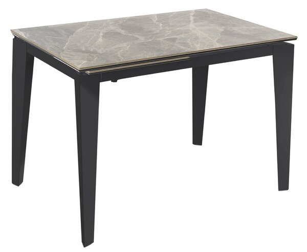 Tavolo Allungabile 120/170x80x76 cm in Metallo con Top Ceramica su Vetro Marmo Grigio