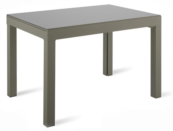 Tavolo Allungabile 120/350x83x75 cm in Metallo con Top in Vetro Grigio