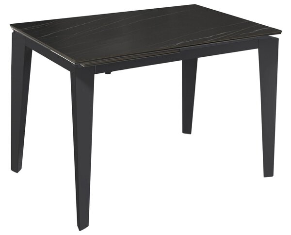 Tavolo Allungabile 120/170x80x76 cm in Metallo con Top Ceramica su Vetro Marmo Nero