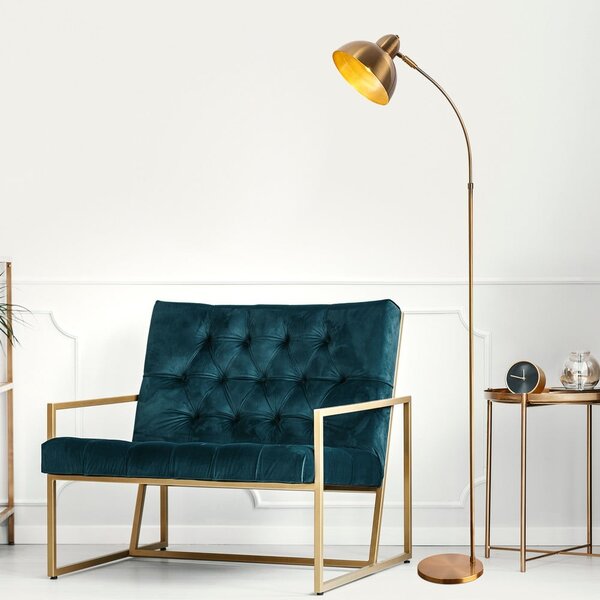 Lampada da terra color ottone con paralume in metallo (altezza totale 162 cm) Marzeo – Opviq lights
