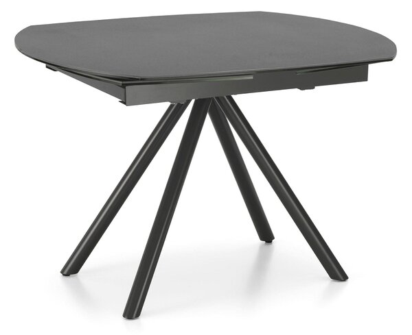 Tavolo Allungabile 120/180x90x76 cm in Metallo con Top Ceramica su Vetro Grigio