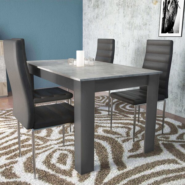 Tavolo Allungabile Gemma 160/200x90x75 h cm in Truciolare bilaminato Antracite e Grigio effetto Cemento