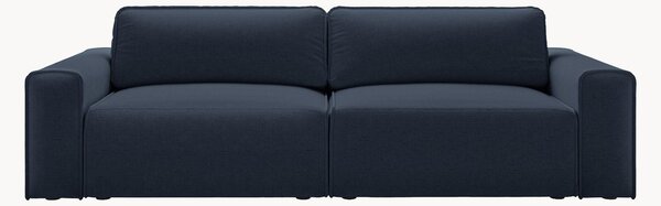 Divano letto 3 posti in ciniglia con contenitore Victor, larg. 246 cm