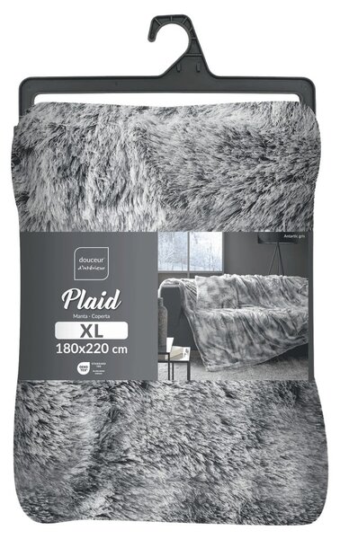 Coperta grigia in pelliccia finta 180x220 cm Antartic – douceur d'intérieur