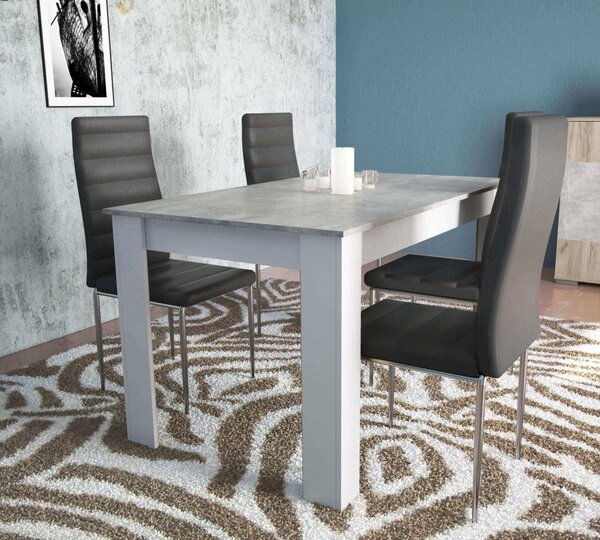 Tavolo Pepper 160x80x75 h cm in Truciolare bilaminato Bianco e Grigio effetto Cemento