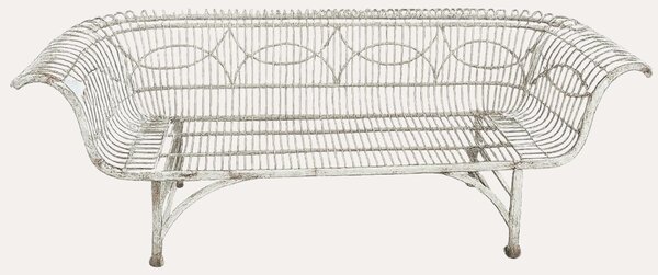 KEYHOMESTORE | Panchina in Ferro Bianco con Dettagli Anticati 177x52xH.77 cm