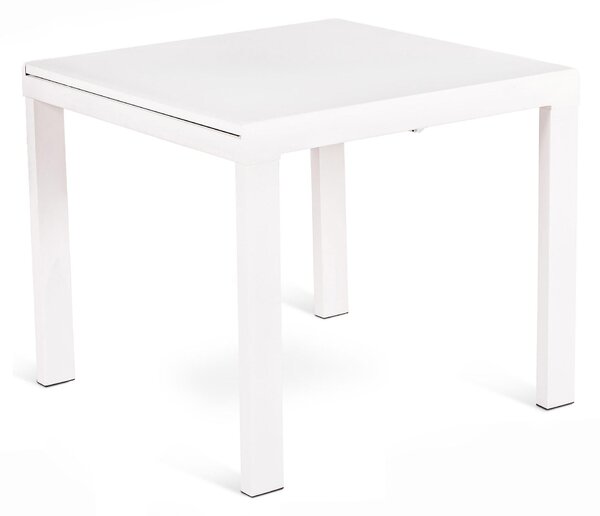 Tavolo Allungabile 90/163,5x90x76 cm in Metallo con Top in Vetro Bianco