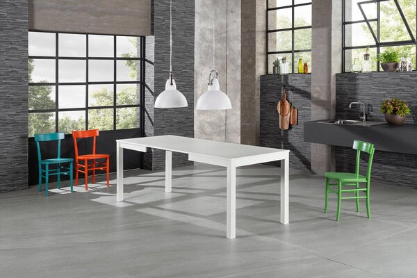 Tavolo Allungabile 130/210x80x76 cm in Legno Top in Melaminico Bianco Frassinato