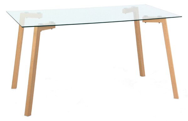 Tavolo 75,5x80x140 cm con Top in Vetro Trasparente Sky