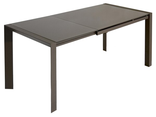 Tavolo Allungabile 75,5x80x123/183 cm in Metallo Piano in Vetro Temperato Seller Tortora