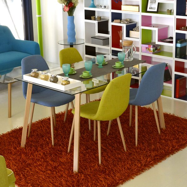Tavolo 75,5x80x140 cm con Top in Vetro Trasparente Sky