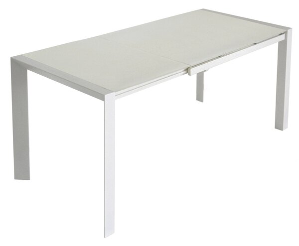 Tavolo Allungabile 75,5x80x123/183 cm in Metallo Piano in Vetro Temperato Seller Bianco