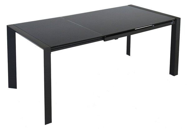Tavolo Allungabile 75,5x80x123/183 cm in Metallo Piano in Vetro Temperato Seller Grigio