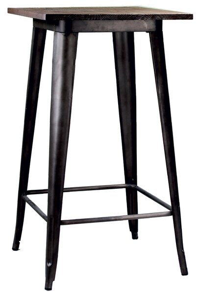Tavolino da Bar in Metallo Top Legno Bristol Marrone