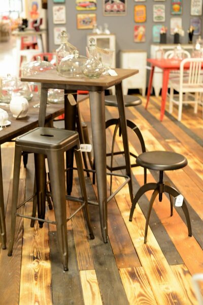 Tavolino da Bar in Metallo Top Legno Bristol Silver