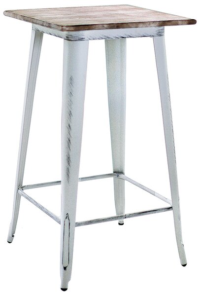 Tavolino da Bar in Metallo Top Legno Bristol Bianco Antico