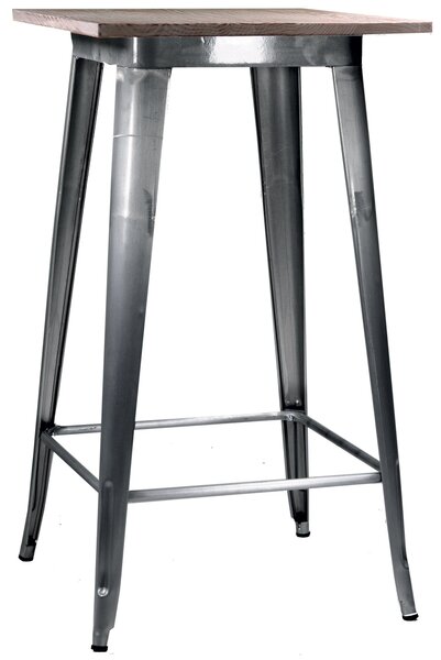 Tavolino da Bar in Metallo Top Legno Bristol Silver