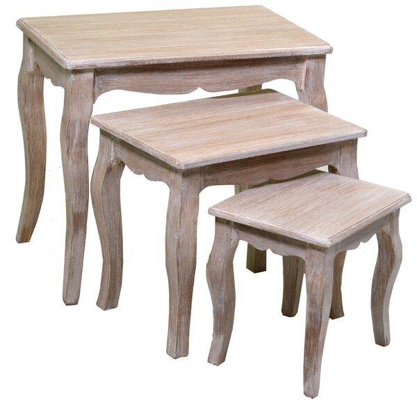 Set 3 Tavolini Rettangolari in Legno Stoccarda