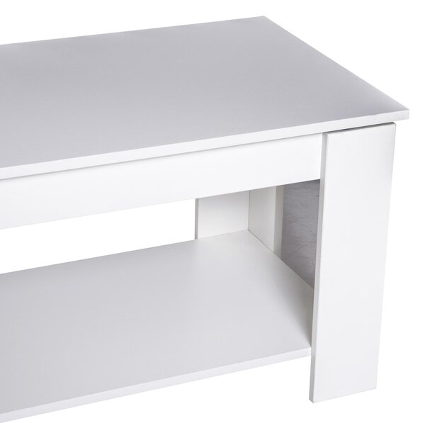 Tavolino da Soggiorno con Ripiano Rialzabile in Legno Bianco 100x50x63 cm