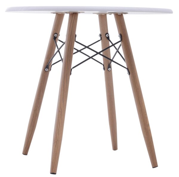 Tavolino da Caffè Rotondo in Legno e Metallo Bianco Ø60x55 cm