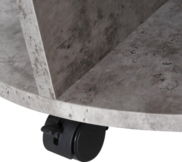 Tavolino da Caffè Rotondo con Ripiani in Legno Grigio Ø60x39.5 cm