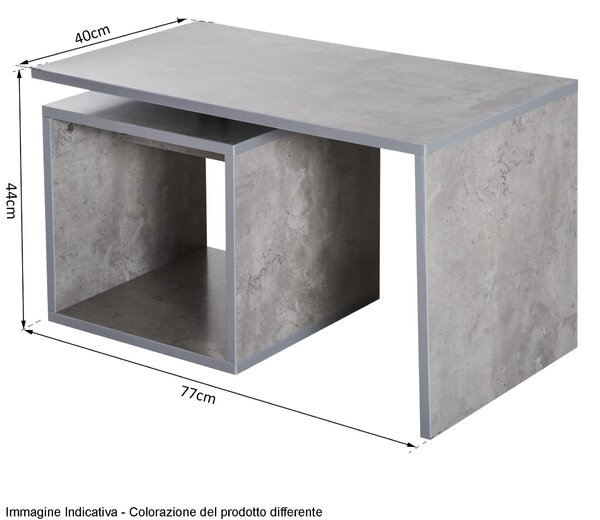 Tavolino da Salotto in Legno MDF Grigio 77x40x44 cm