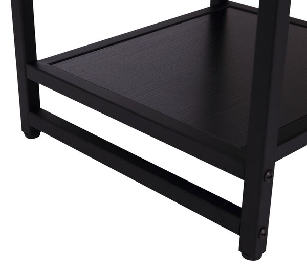 Tavolino Basso Stile Industriale in Legno e Metallo Nero 38x38x45.7 cm