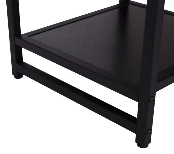 Tavolino Basso Stile Industriale in Legno e Metallo Nero 38x38x45.7 cm
