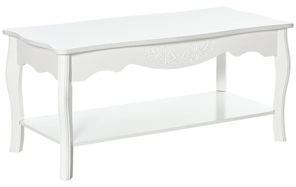Tavolino da Caffè Basso in Legno Bianco 94x44x42 cm