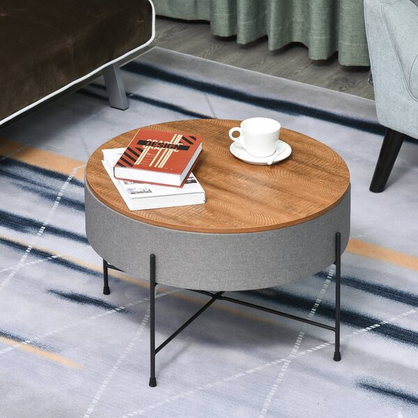 Tavolino Rotonto da Caffè Ø60x40 cm con Vano Contenitore