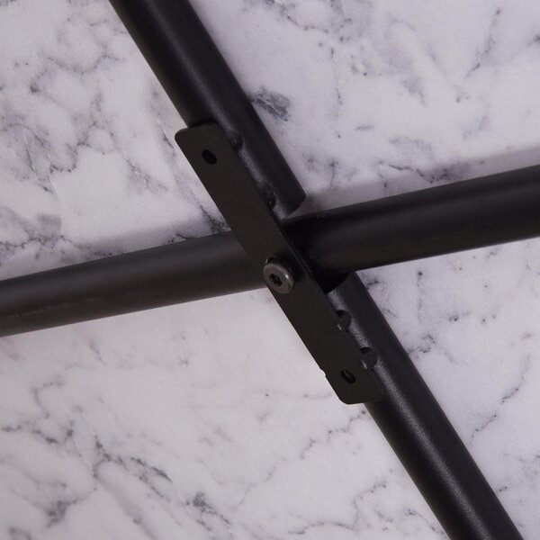 Tavolino Basso Ø80x45,5 cm in Metallo e Legno Effetto Marmo