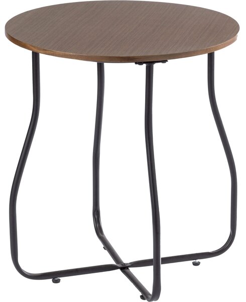 Tavolino Tondo Ø50x55 cm in MDF Motti Samantha Noce Scuro e Nero