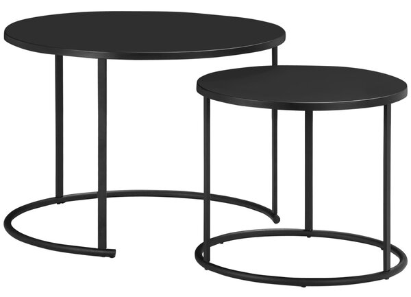 Set 2 Tavolini Bassi Sovrapponibili in Ferro Nero