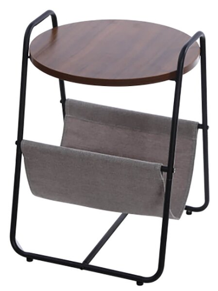 Tavolino Basso con Tasca Portariviste Ø40x56 cm Motti Emma Nero