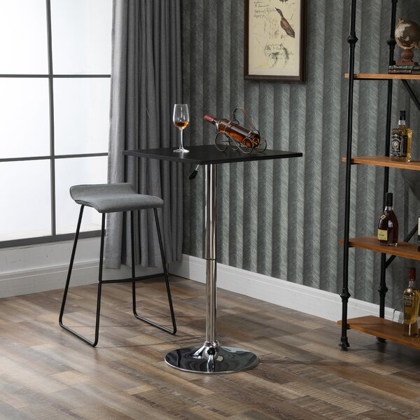 Tavolino Quadrato Altezza Regolabile 60x60x82-103 cm Nero