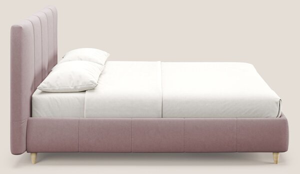 Laura letto imbottito contenitore e sfoderabile in microfibra velluto